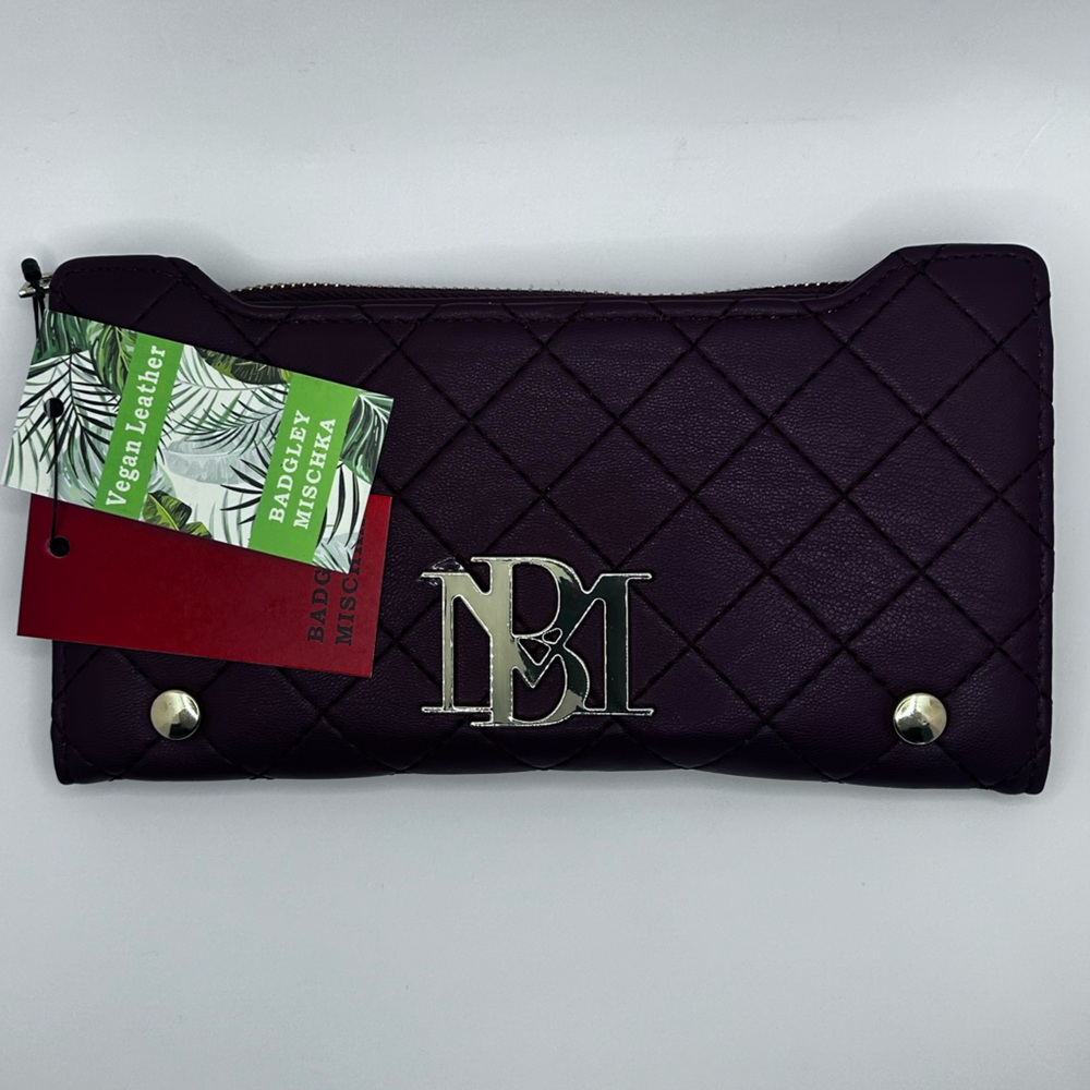 Badgley Mischka Purple Quilted Women's Wristlet